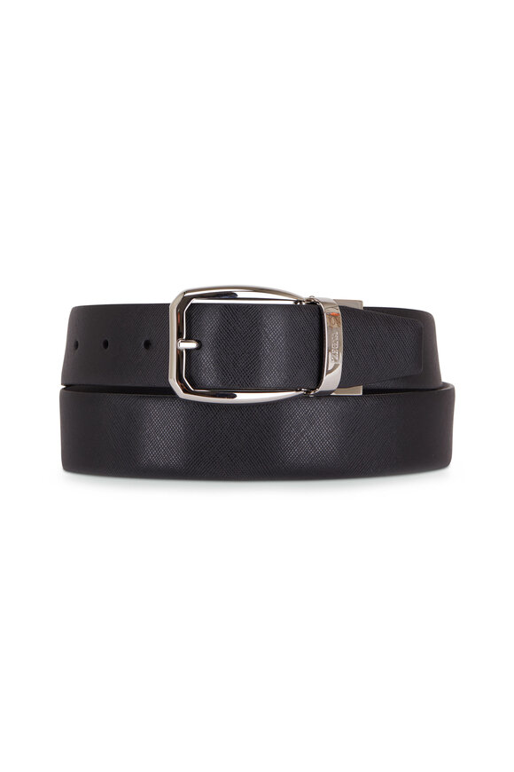 Zegna - Black Smooth & Grain Leather Belt