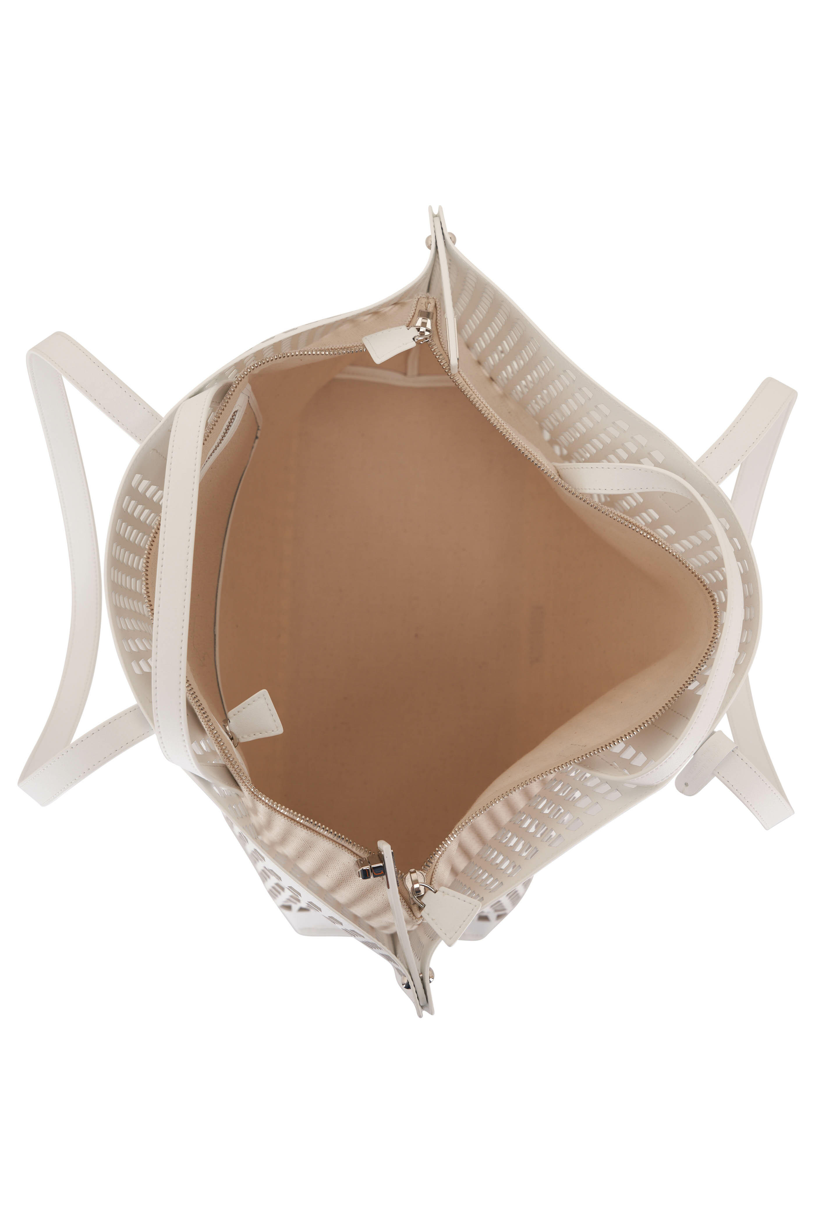 Akris - Medium Ai White Trapezoid Lasercut Shoulder Bag