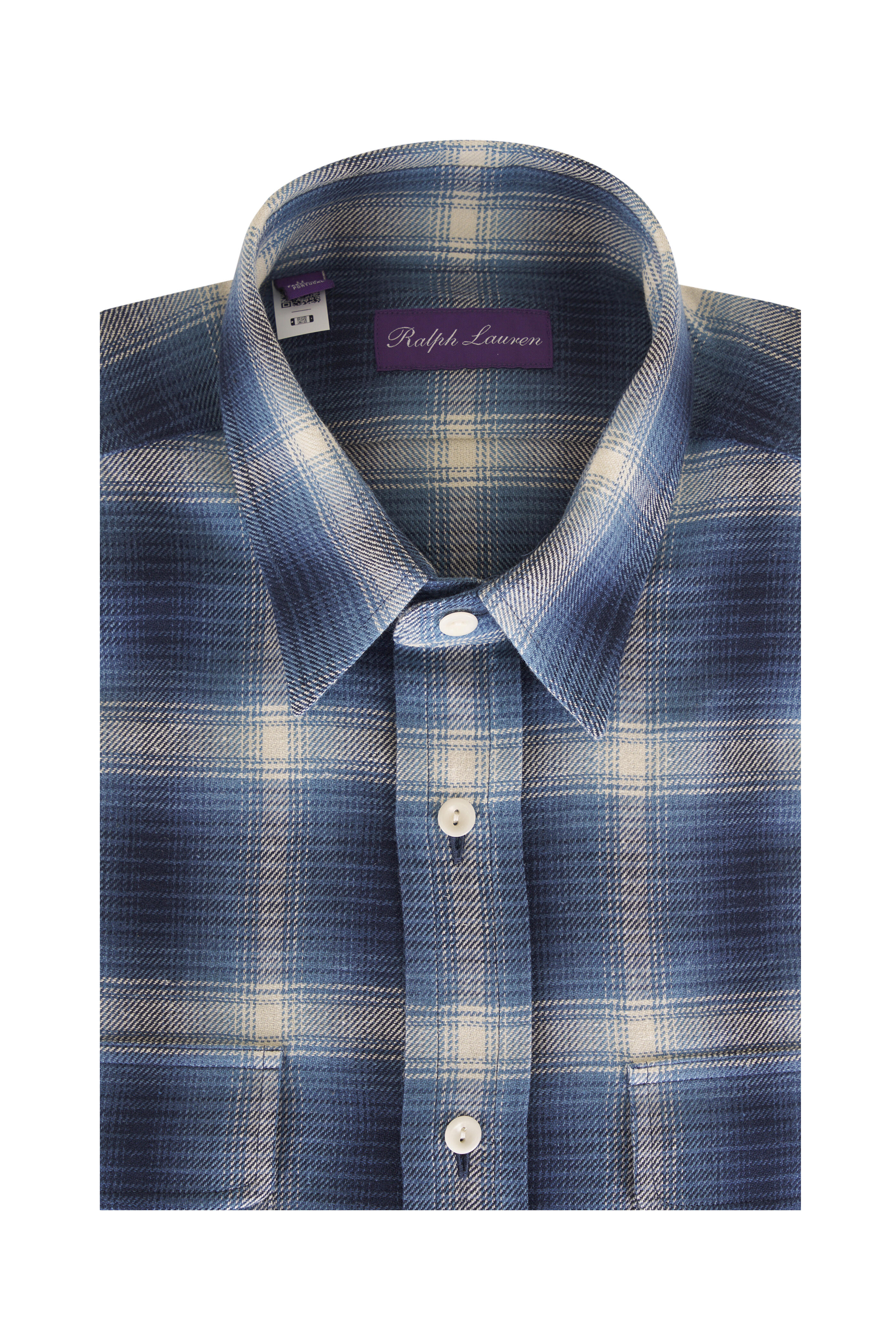 Ralph Lauren Purple Label - Cooper Blue Plaid Hemp & Cotton Sport Shirt - view 1