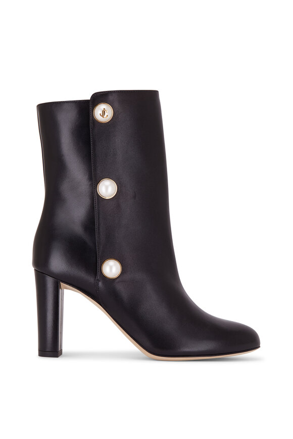 Jimmy Choo - Black Rina Pearl Leather Boot, 85mm 