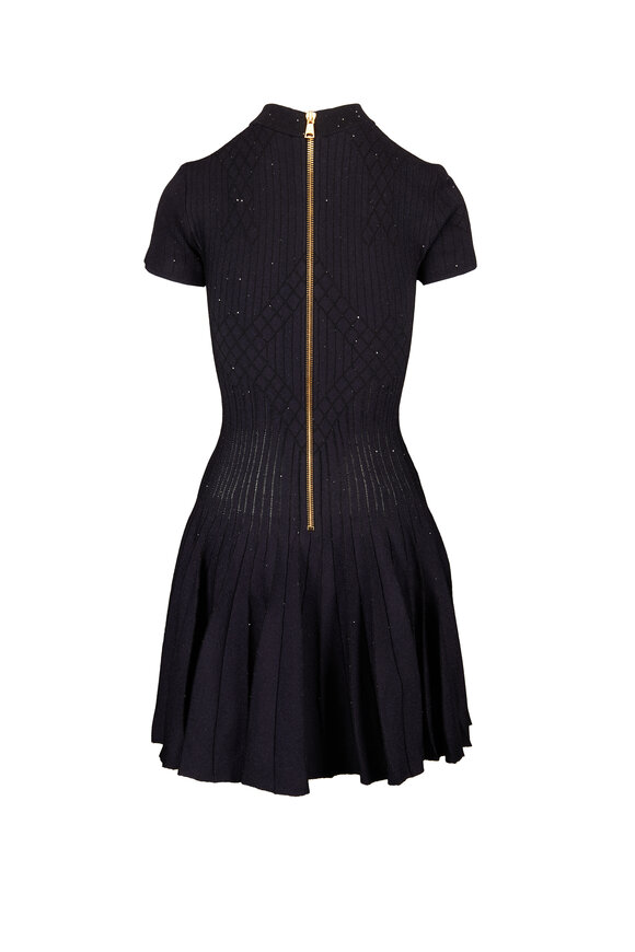 Balmain Dark Blue Glitter Knit Mini Dress - view 2