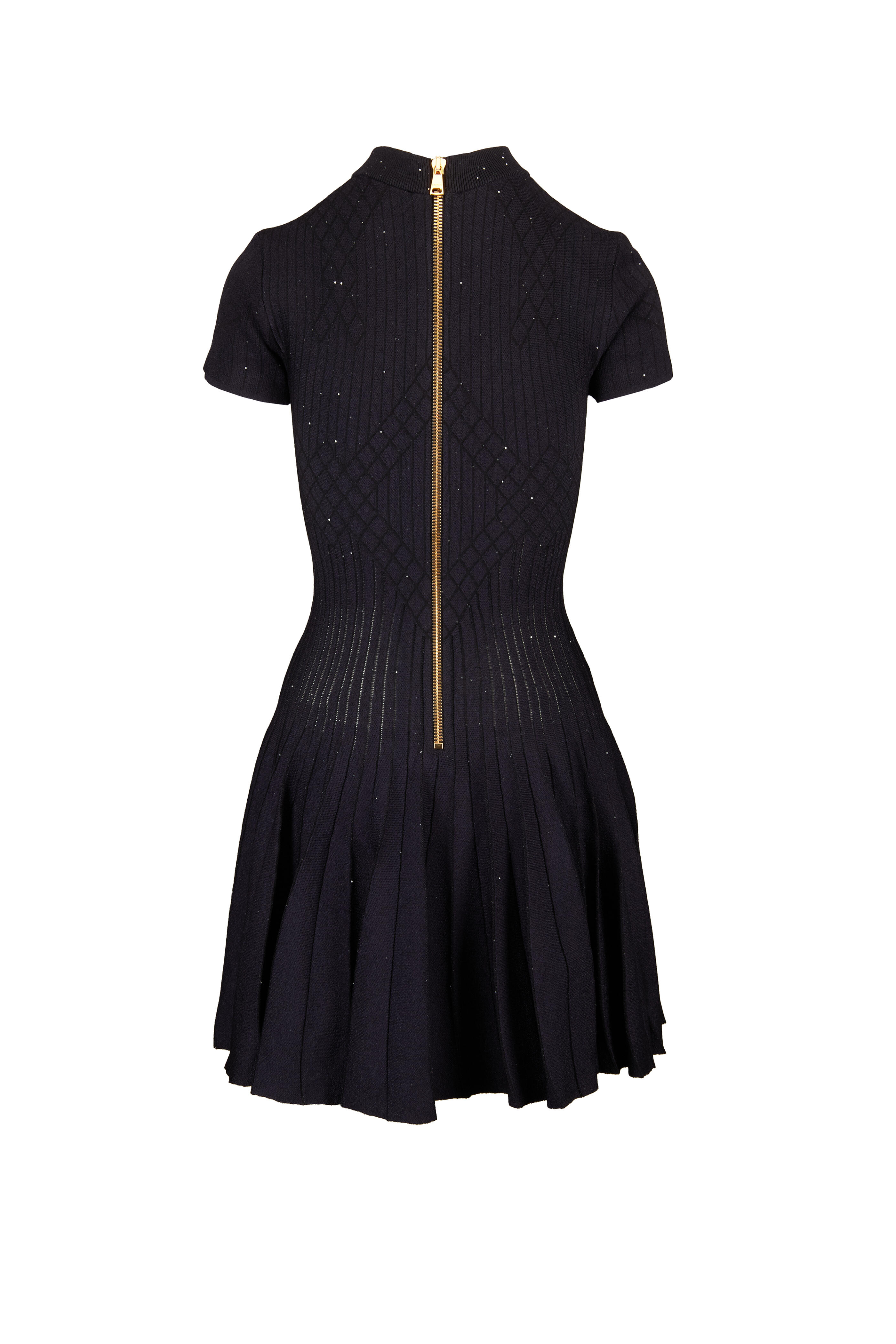 Balmain - Glitter Knit Dark Blue Mini Dress - view 2