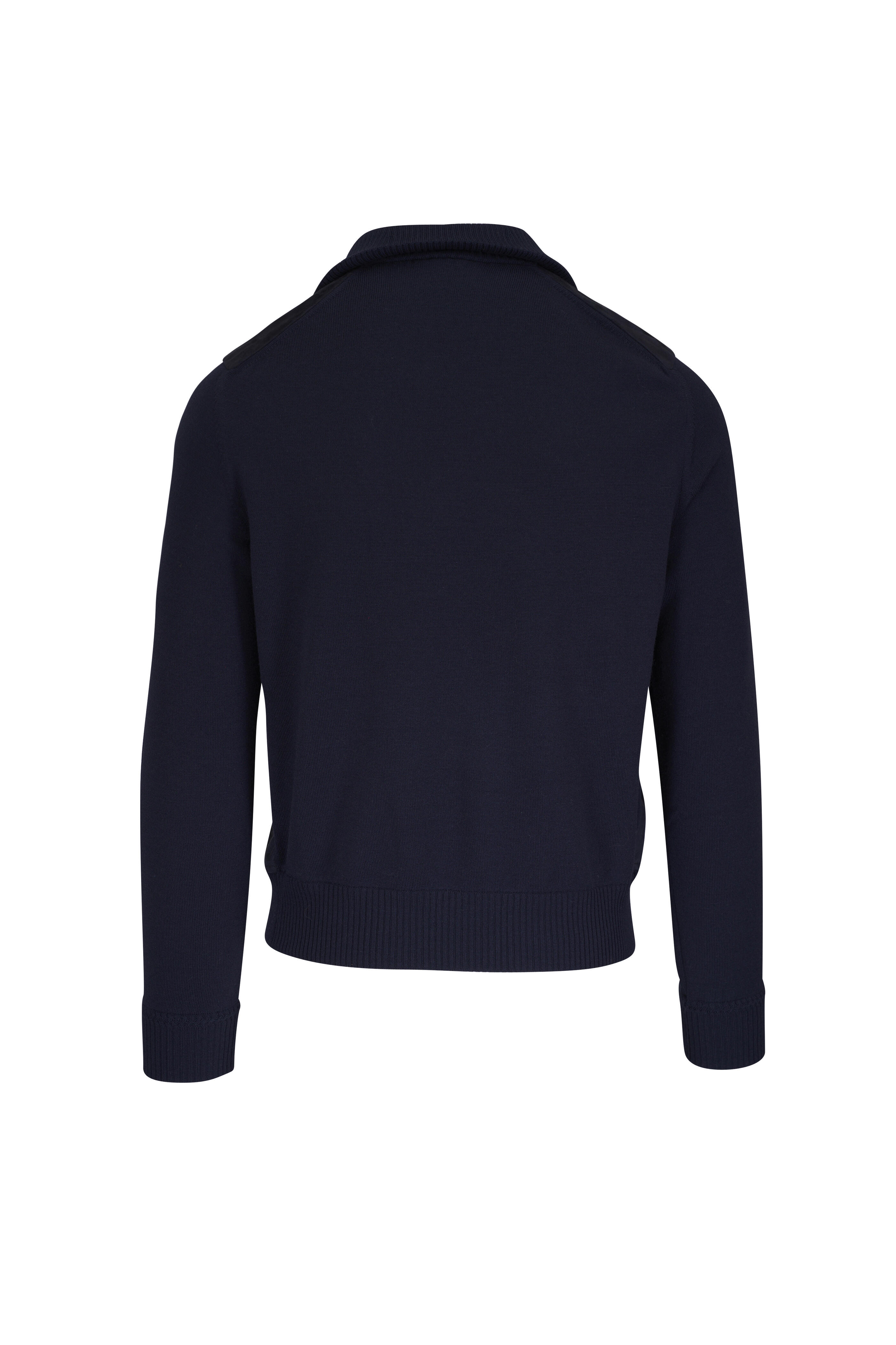 Tom Ford - Deep Ink Suede & Wool Full Zip Sweater