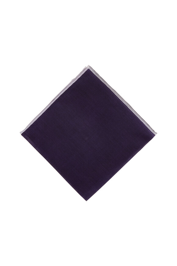 Simonnot-Godard Pompei Purple & White Cotton Pocket Square