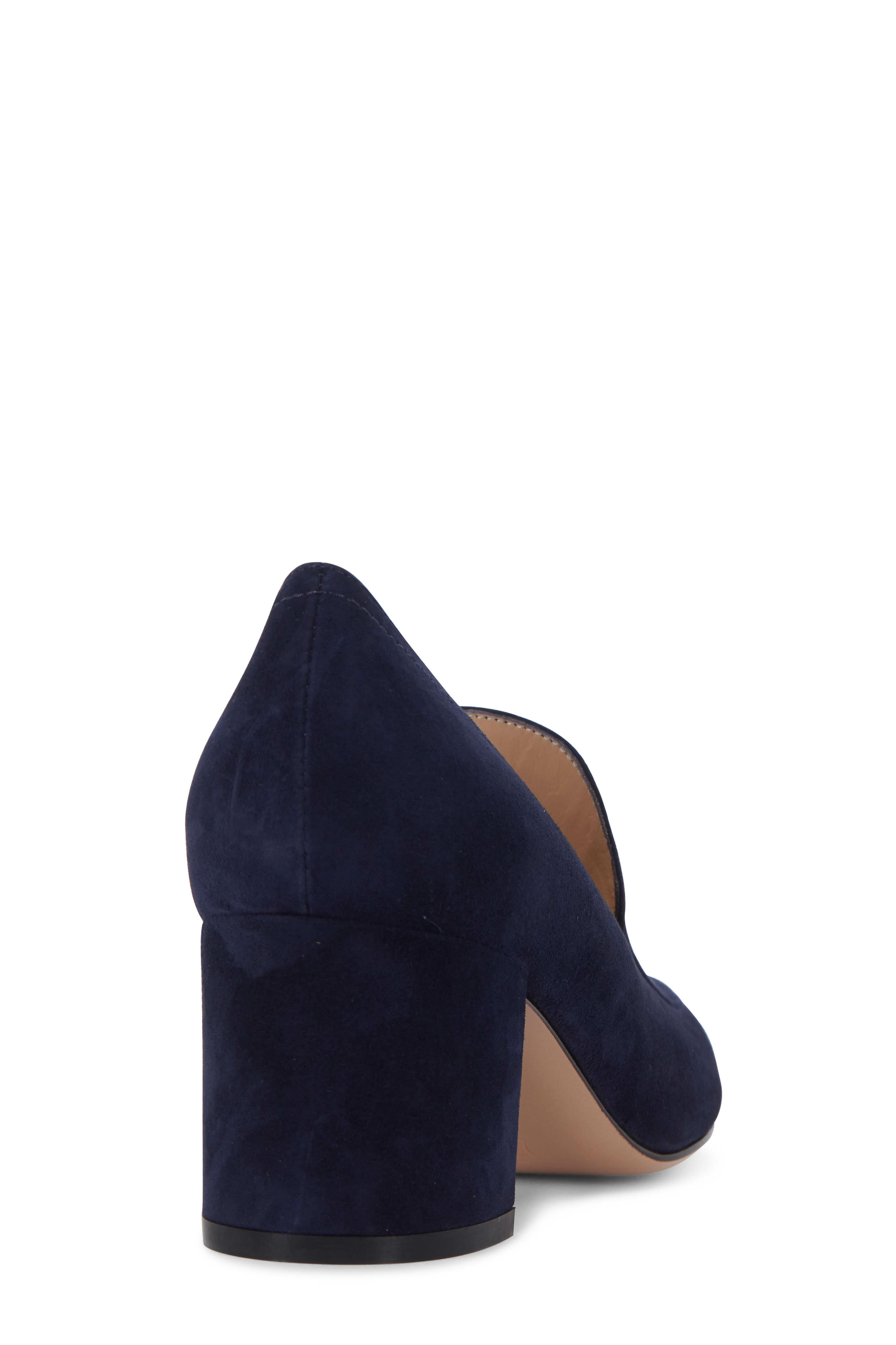 Gianvito Rossi - Navy Suede Chunky Heel Loafer, 60mm