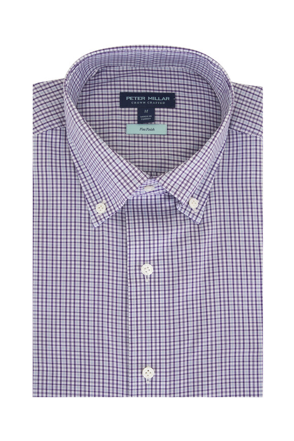 Peter Millar Marco Purple Fig Plaid Cotton Sport Shirt