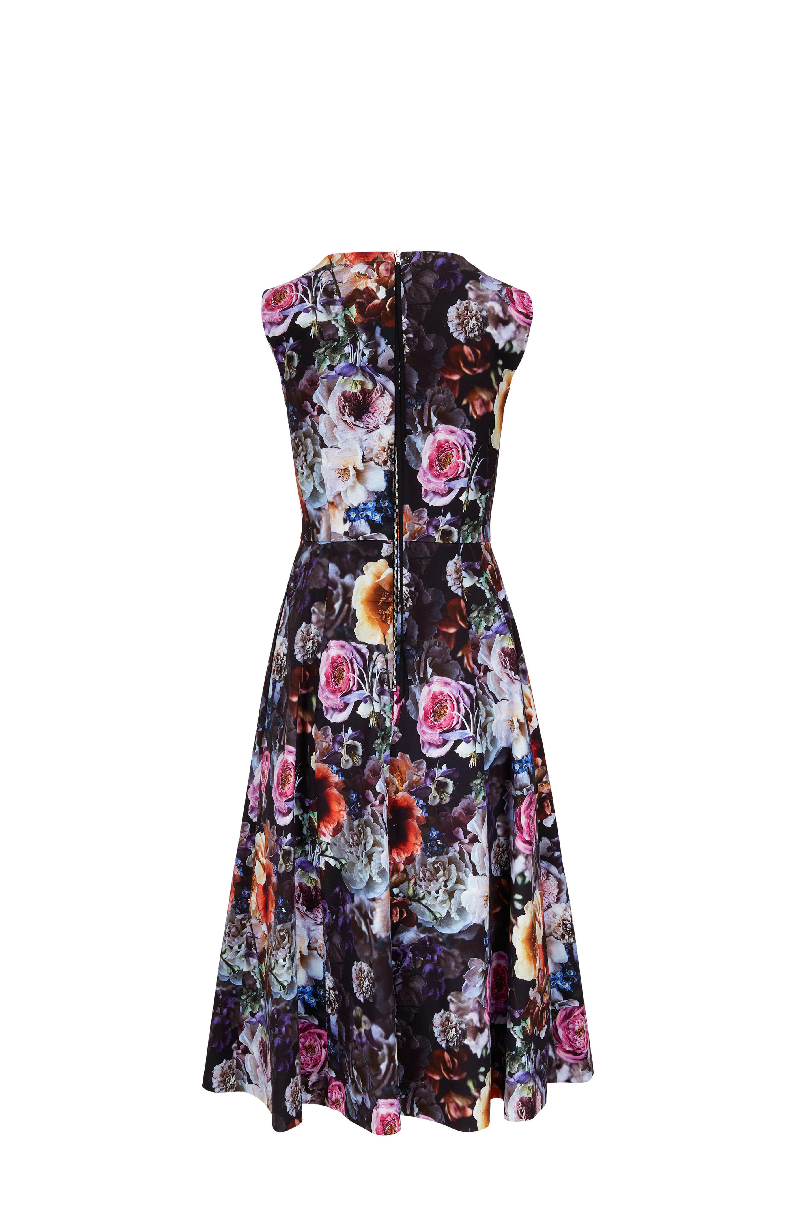 Adam Lippes - Black Floral Twill Fit & Flare Dress