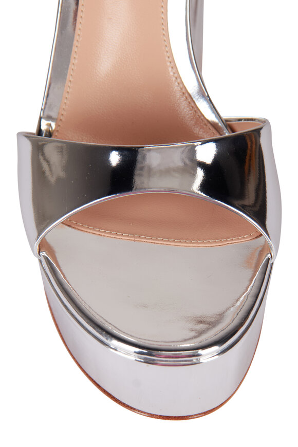 Gianvito Rossi Marlena Silver Metallic Platform Sandal, 85mm - view 4