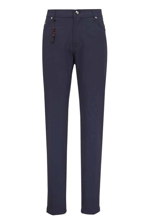 Marco Pescarolo Blue Stretch Wool Five Pocket Pant