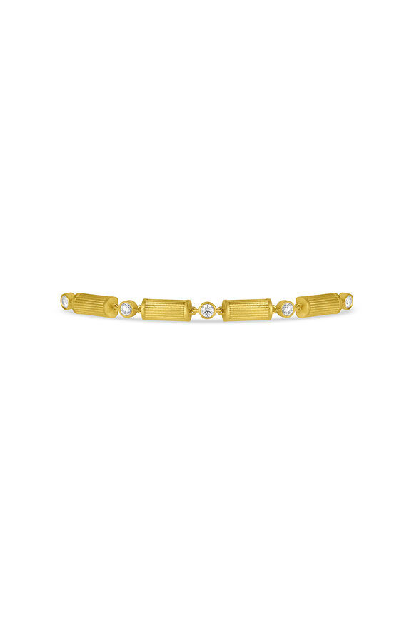 Leigh Maxwell 18k Yellow Gold Diamond Ridged Link Bracelet - view 2