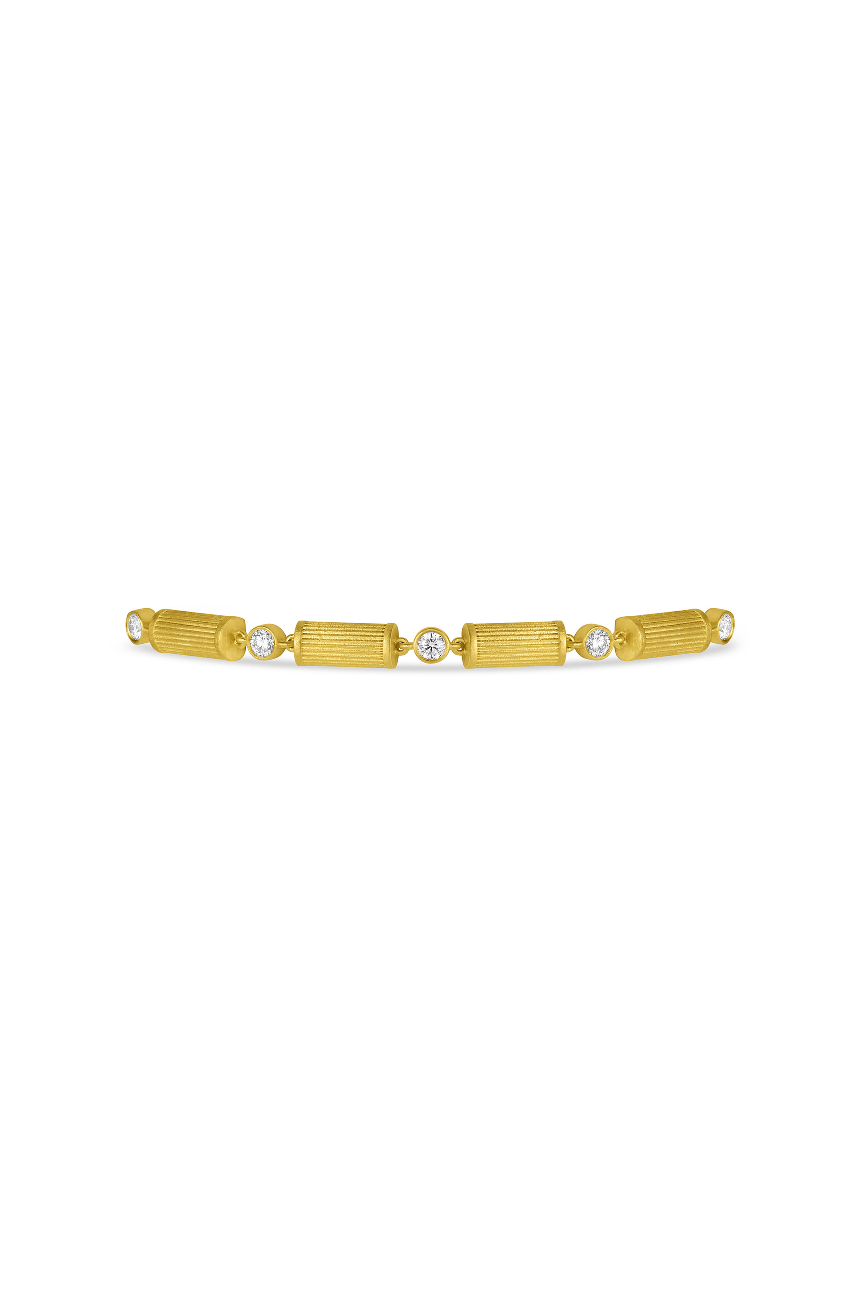 Leigh Maxwell - 18k Yellow Gold Diamond Ridged Link Bracelet - view 2