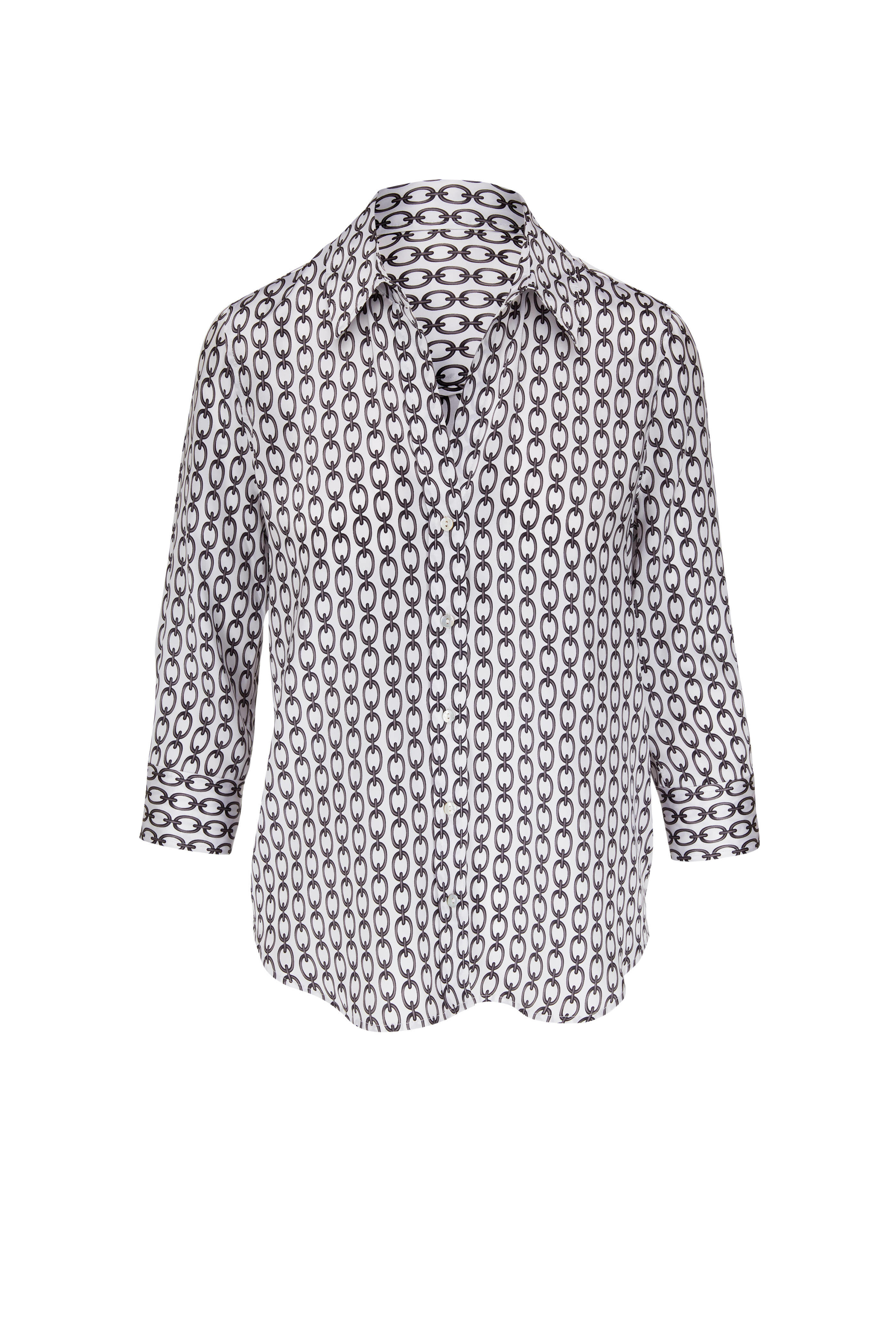 L'Agence - Dani Ivory & Black Chain Print Blouse