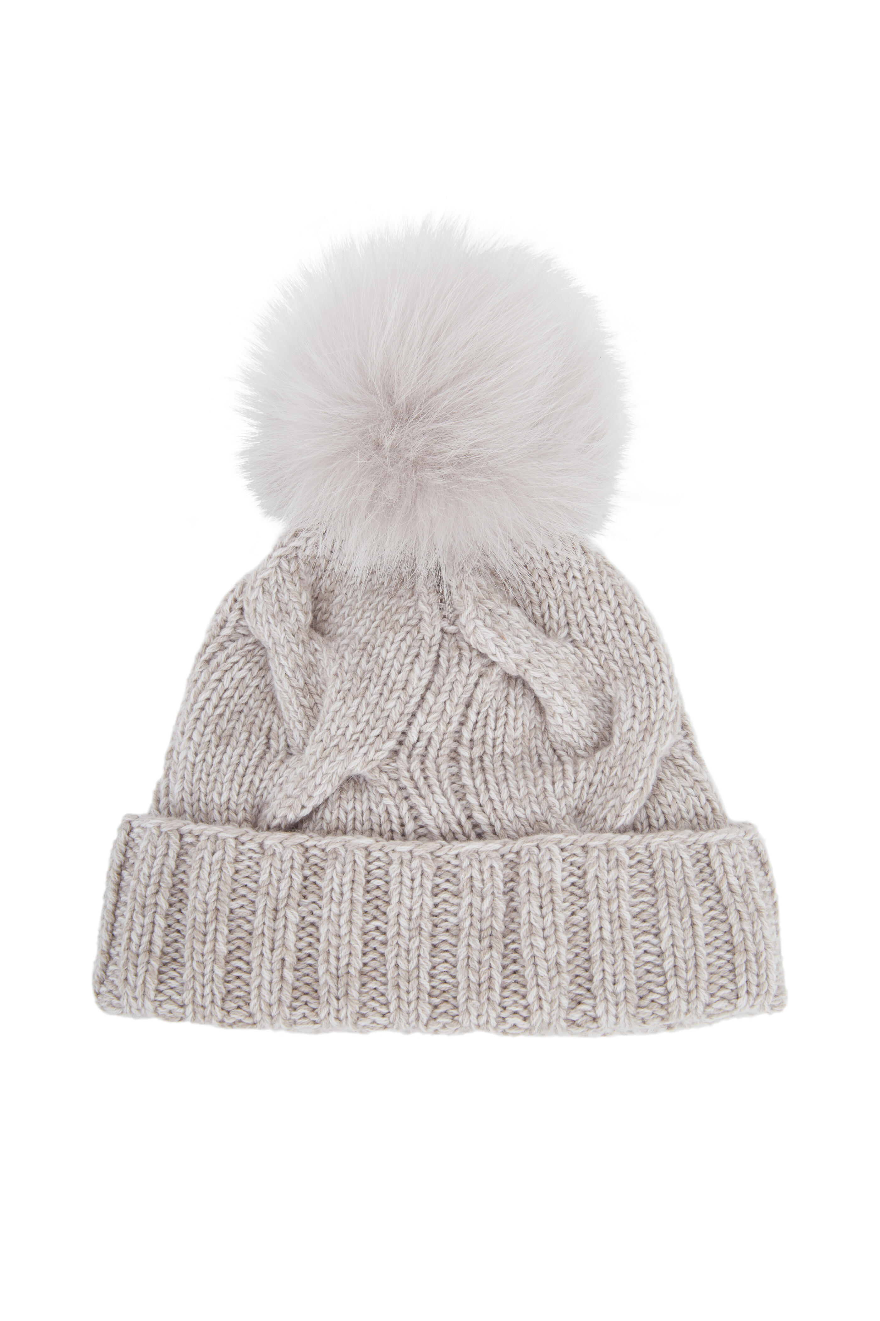 Loro Piana - Light Gray Cashmere Fur Pom Pom Hat