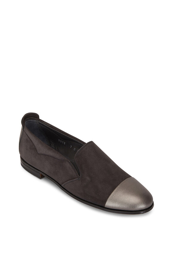 Gravati - Dark Gray Suede & Leather Cap Toe Flat