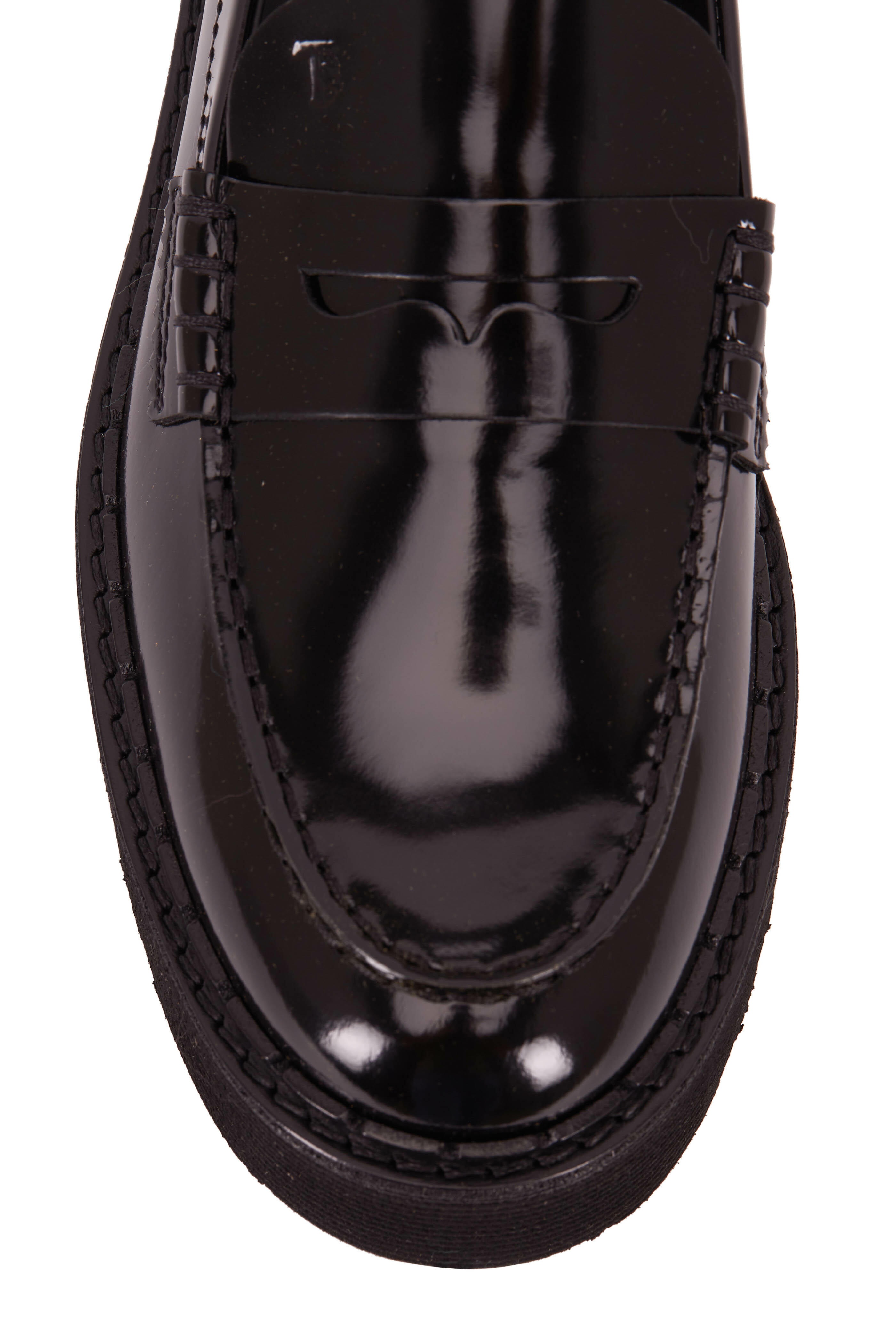 Tod's - Black Patent Leather Exaggerated Sole Penny Loafer
