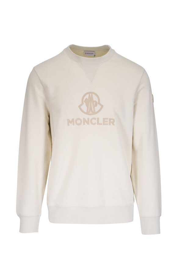 Moncler White Logo Crewneck Cotton & Cashmere Sweatshirt