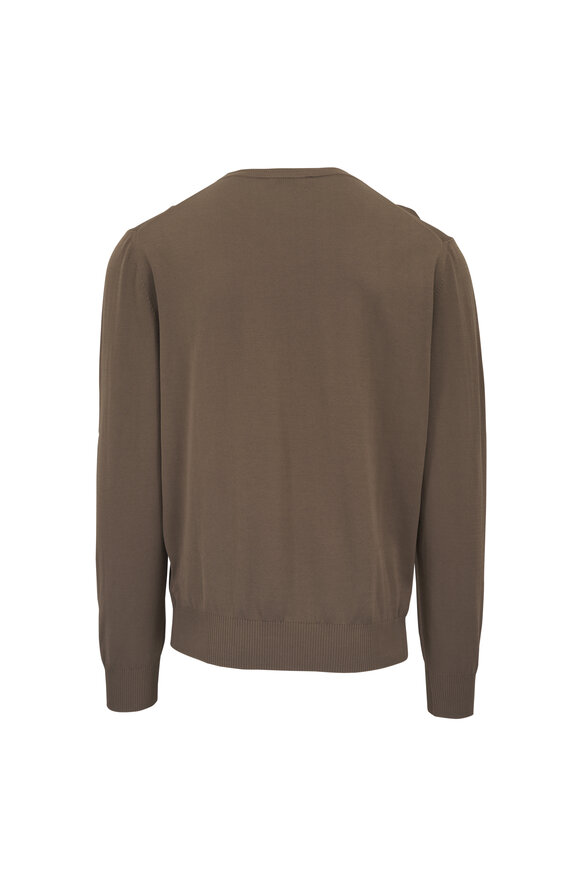 Canali Light Brown Cotton Crewneck Sweater - view 3