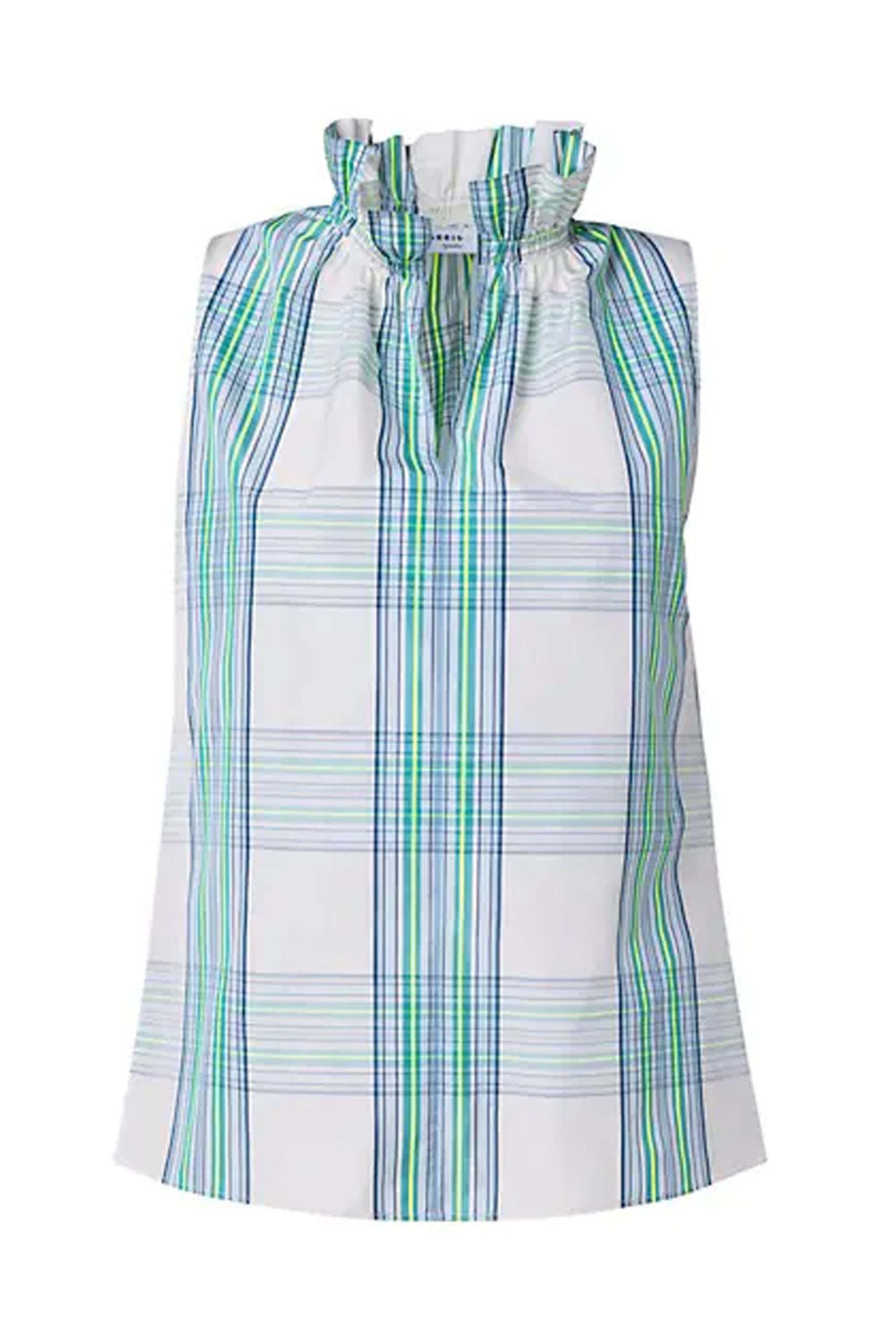 Akris Punto - Neon Yellow Check Techno Taffeta Sleeveless Blouse