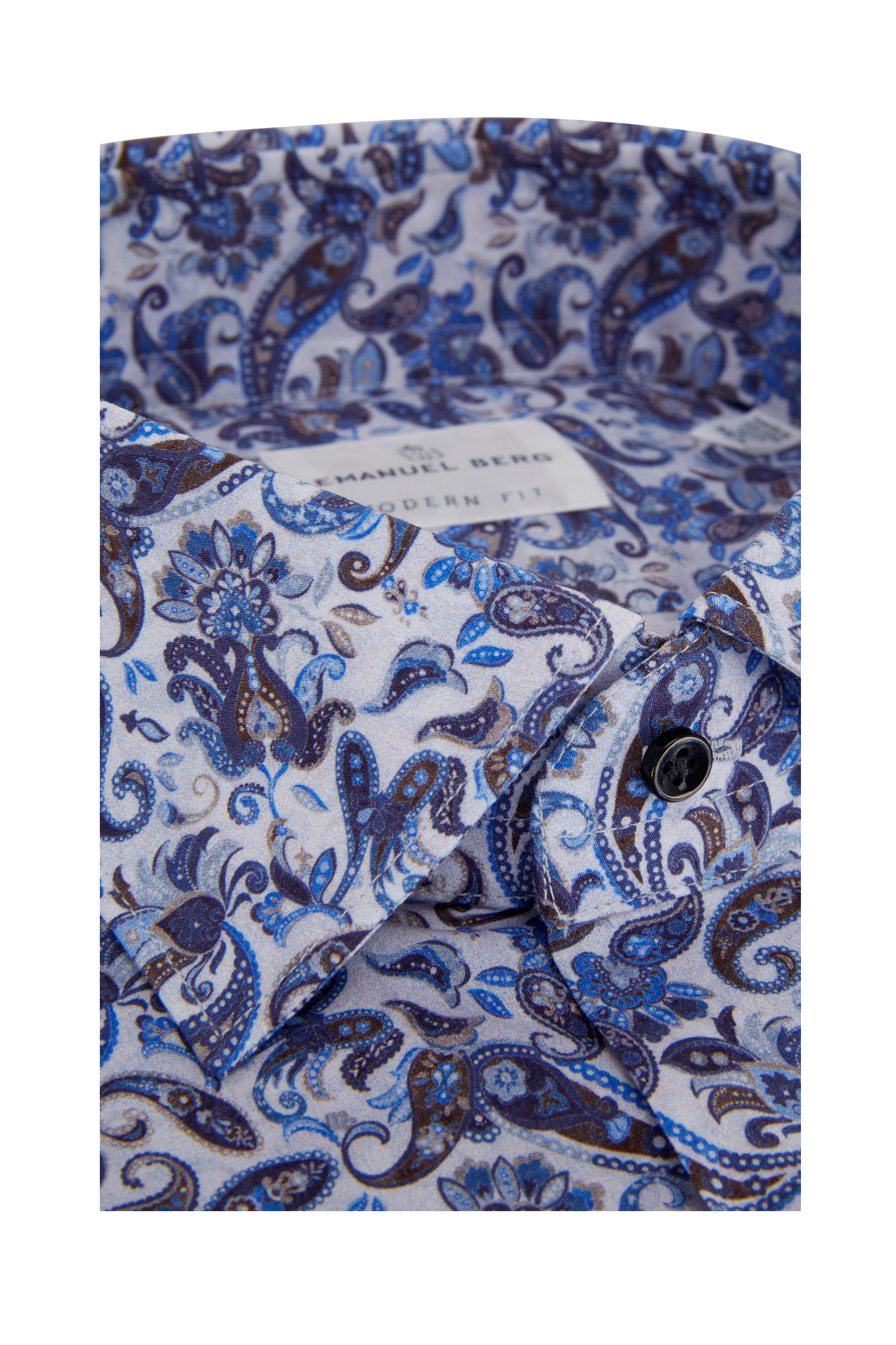 Emanuel Berg - Blue Paisley Modern Fit Sport Shirt