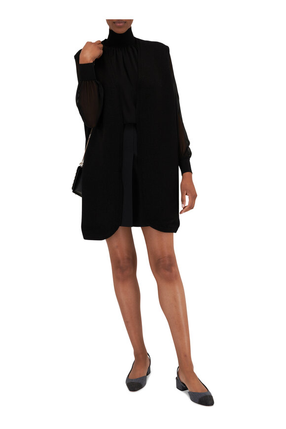 Lafayette 148 New York - Black Silk Georgette Turtleneck Blouse