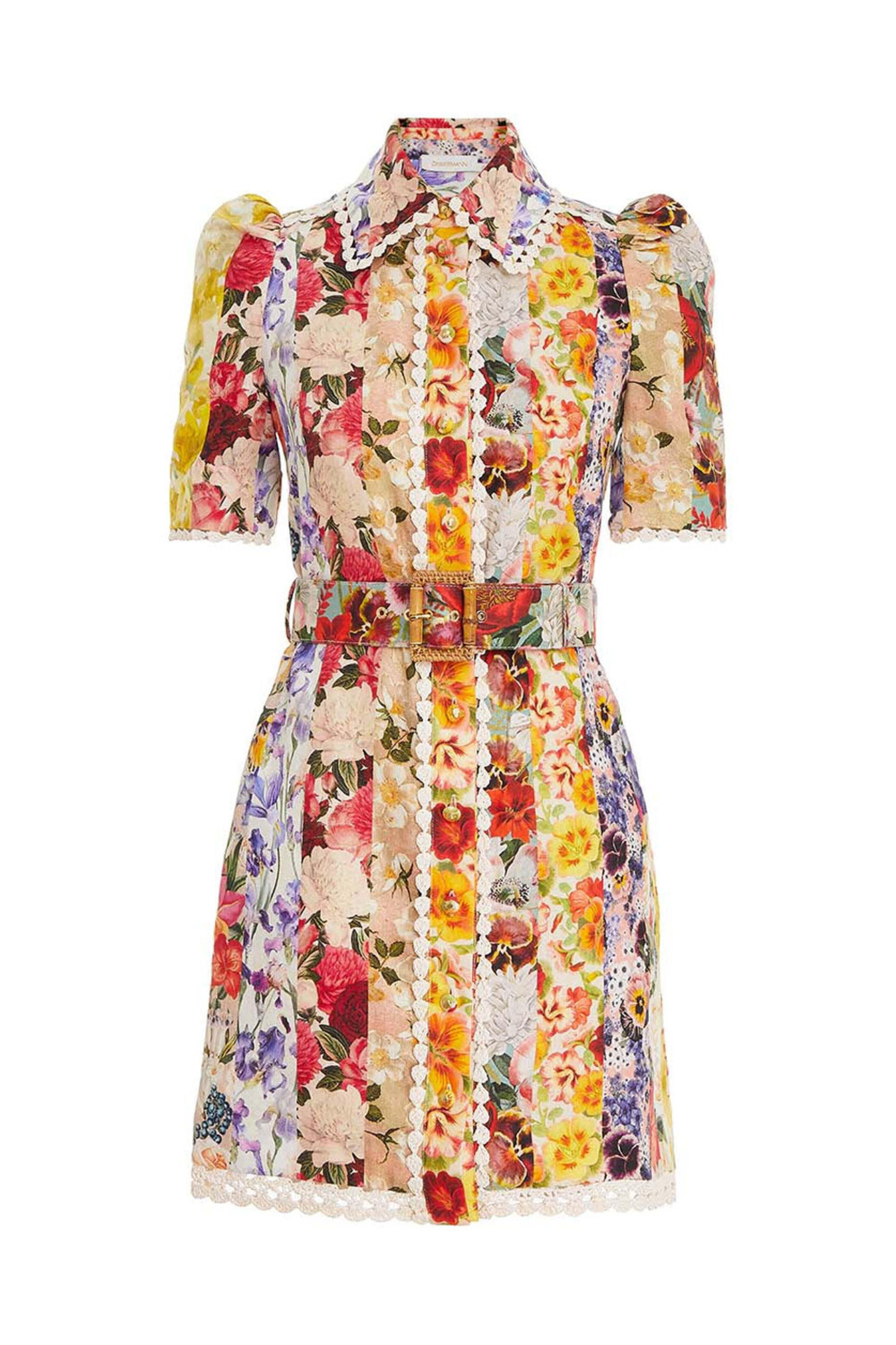 Zimmermann - Spliced Stripe Floral Wonderland Shirt Dress
