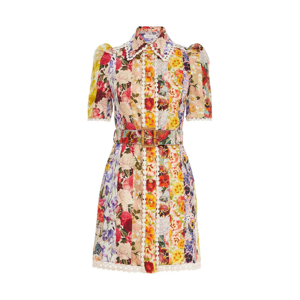 Zimmermann - Spliced Stripe Floral Wonderland Shirt Dress