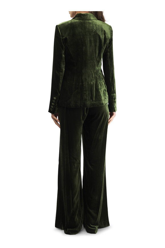 L'Agence - Pilar Deep Olive Velvet Wide Leg Pant