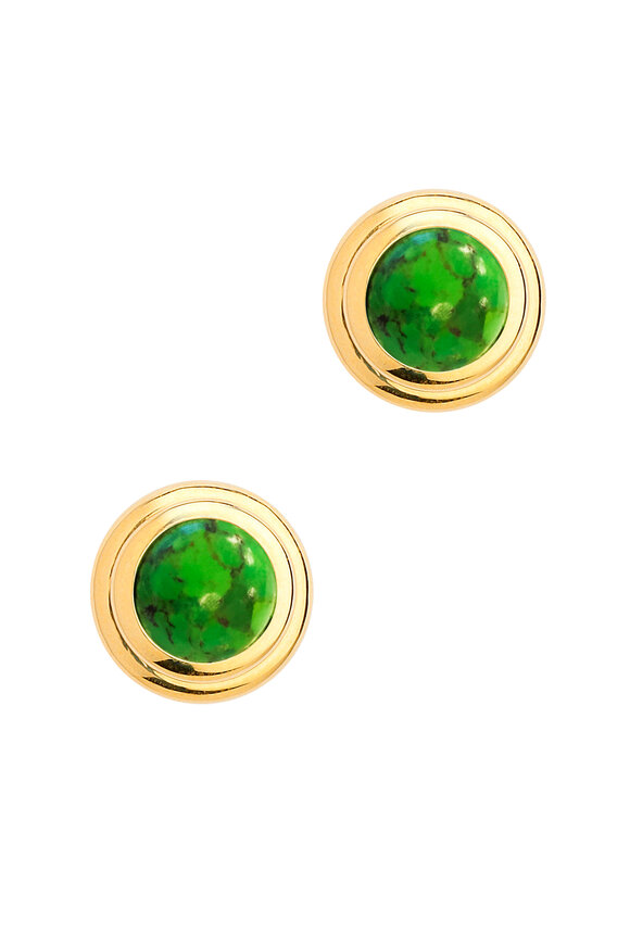 Syna - Yellow Gold Green Turquoise Earrings