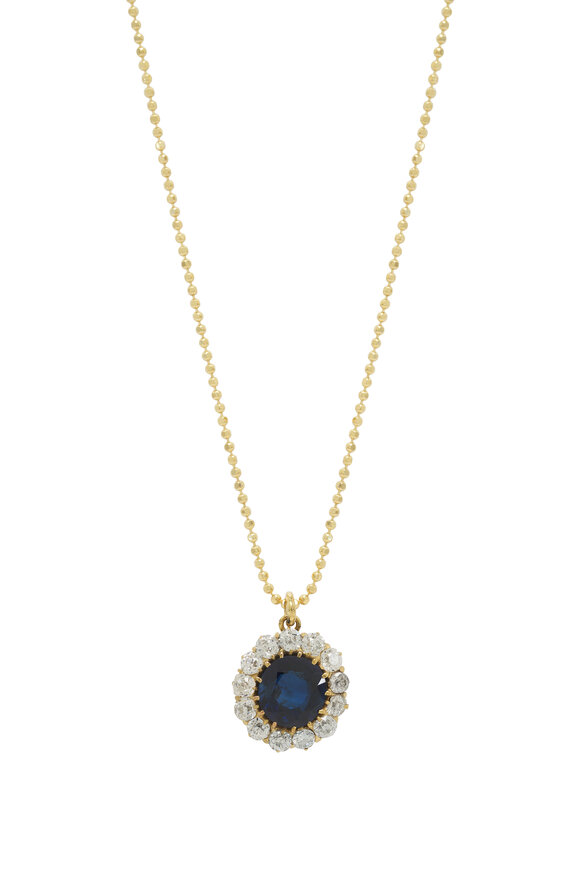 Renee Lewis - Diamond Rim Sapphire Necklace