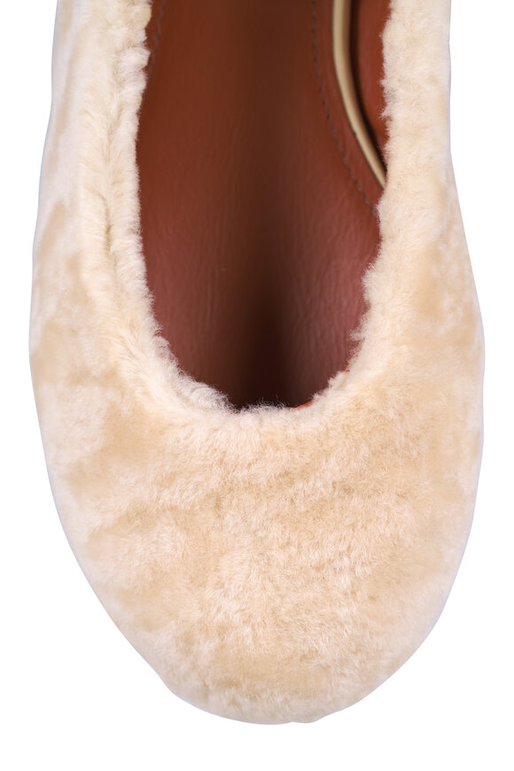 Lanvin - Beige Shearling Ballerina Flat