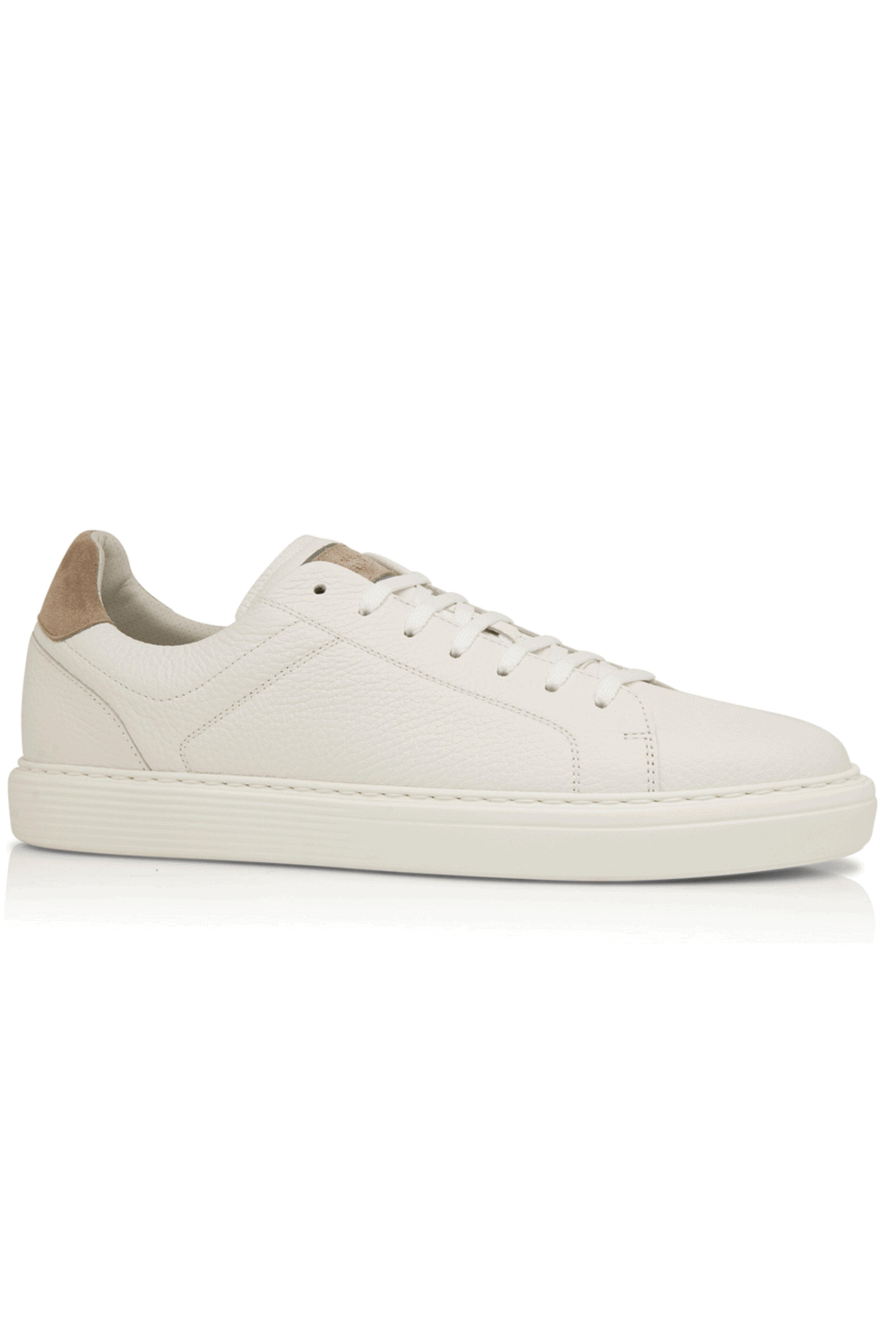 Brunello Cucinelli - Pebbled Leather Sneaker in Dark Grey and White