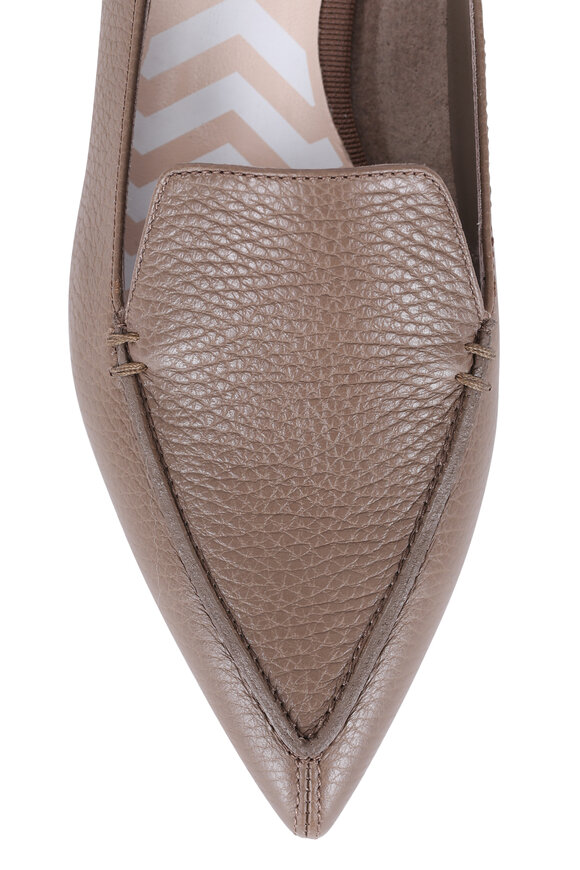 Nicholas Kirkwood - Beya Taupe Grained Leather Pointed Flat