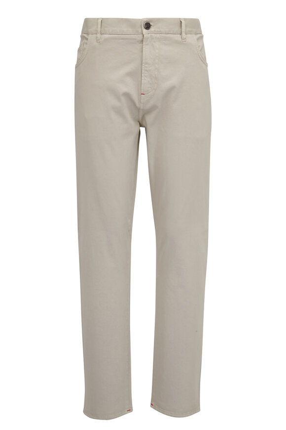 Isaia - Tan Stretch Cotton & Cashmere Five Pocket Pant