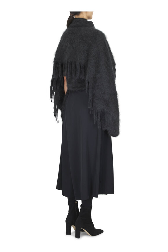 Akris Black Asymmetrical Pleated Front Midi Skort - view 6