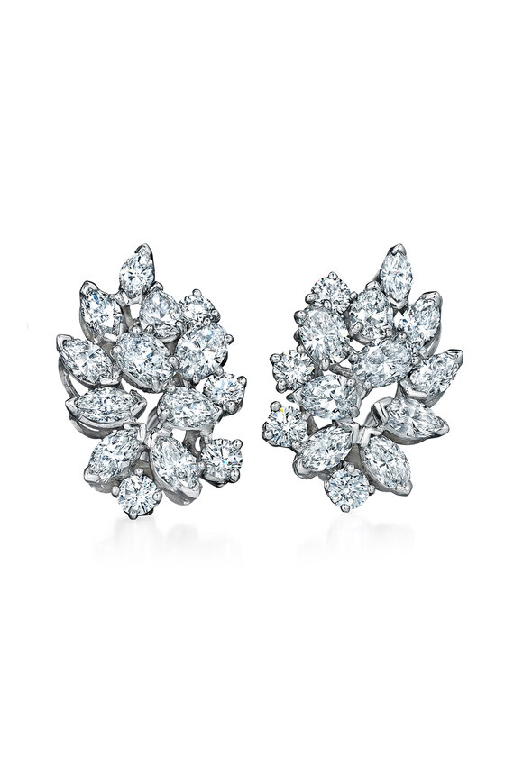 Oscar Heyman - Platinum White Diamond Earrings