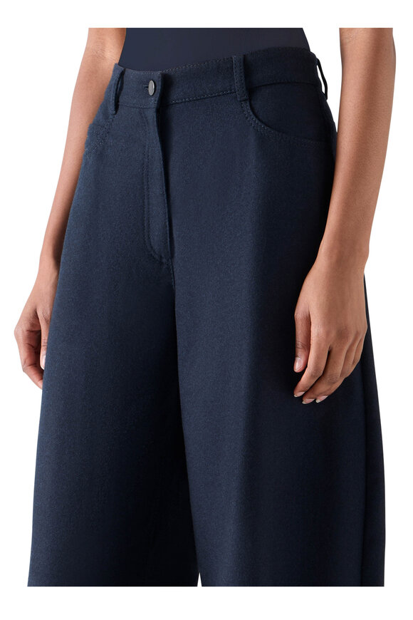 Akris Punto Farrow Navy Blue Wool Flannel Barrel Leg Pant - view 5