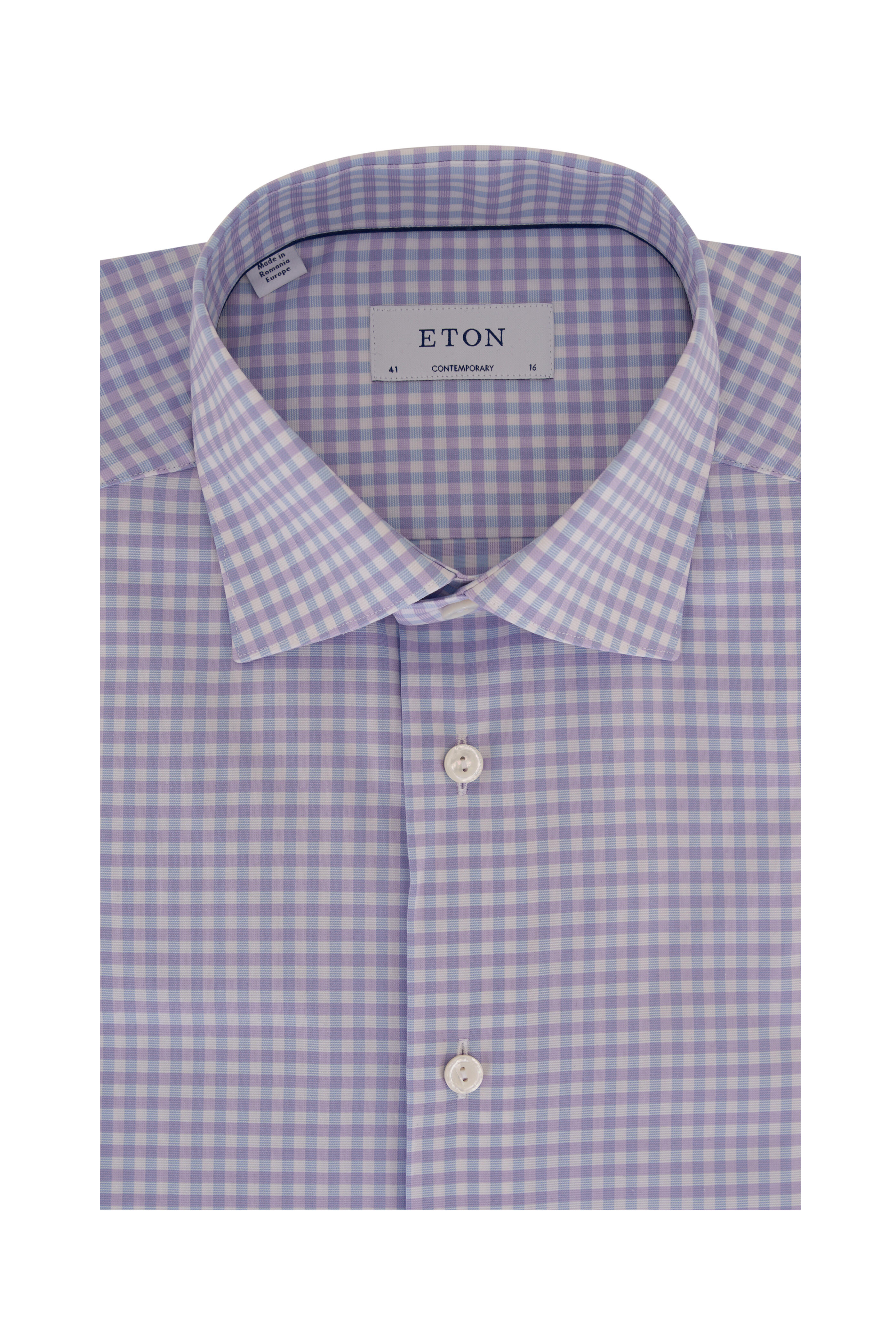 Eton - Light Purple Check Cotton Dress Shirt