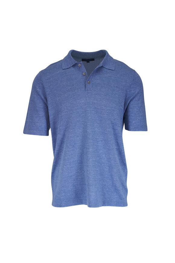 Patrick Assaraf Sky Linen & Cotton Jersey Polo
