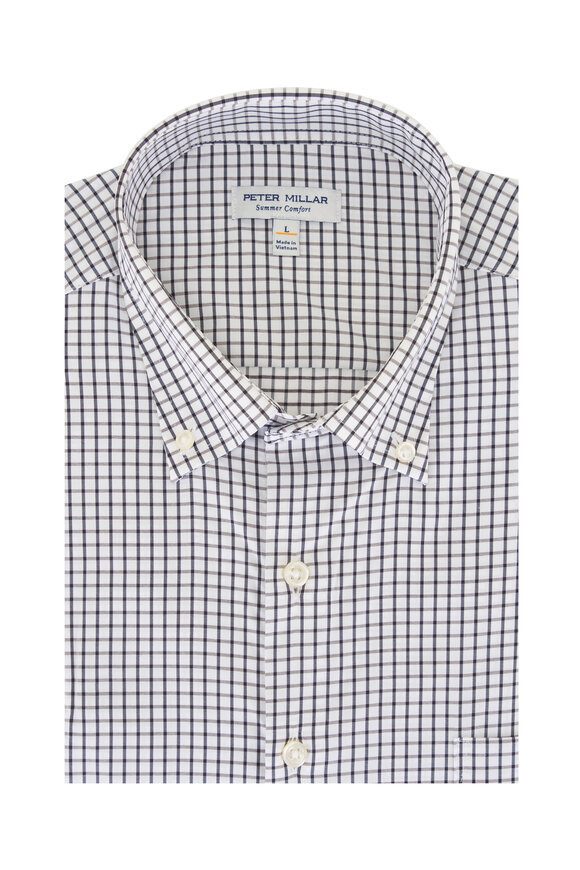 Peter Millar Hanford Black Plaid Performance Twill Sport Shirt