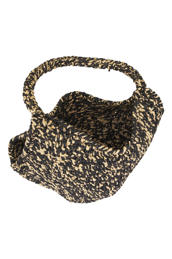 Khaite Mini Lotus Black & White Raffia Tote - view 4