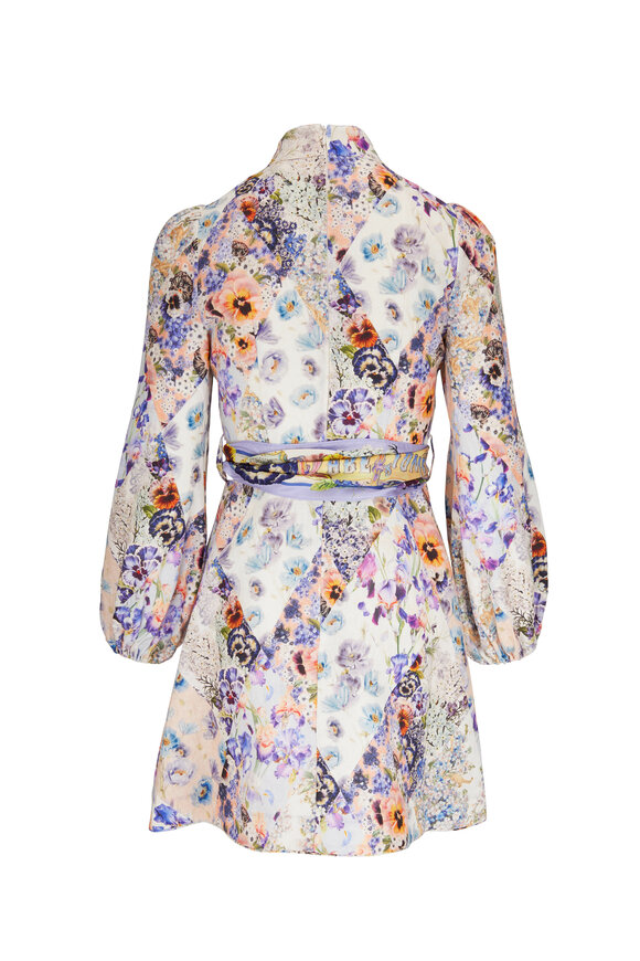 Zimmermann - Tama Diamond Splice Floral Belted Mini Dress