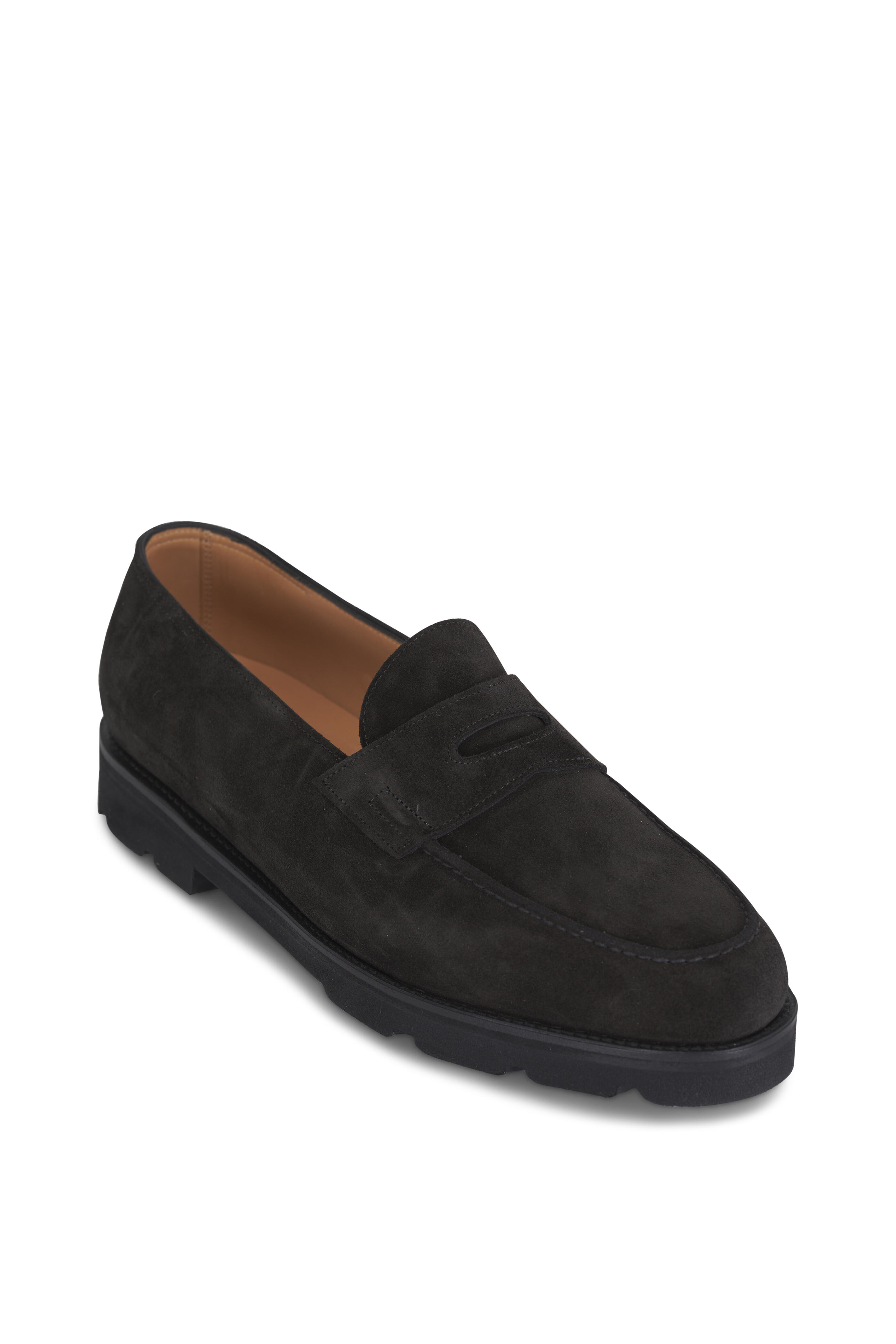 John Lobb - Lopez Black Suede Penny Loafer | Mitchell Stores