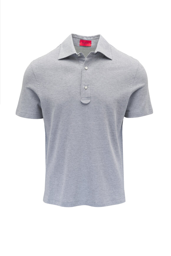 Isaia Light Gray Cotton Pique Polo