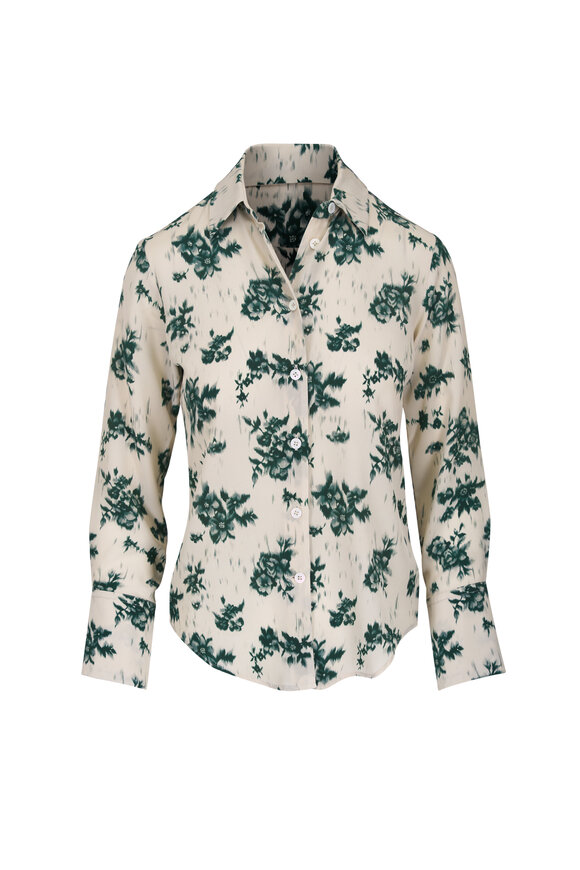 Odeeh Almond Chine Blossom Print Silk Blouse - view 1