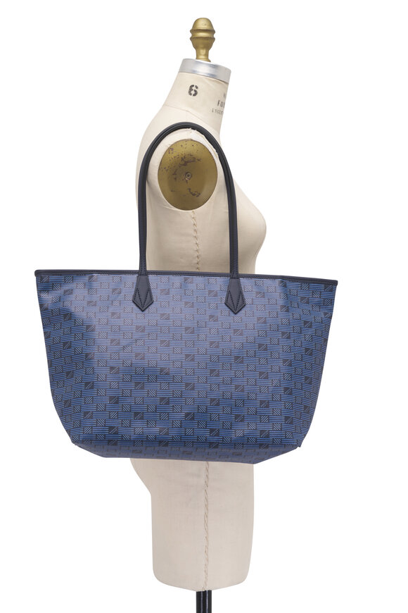 Moreau Paris Medium Saint Tropez Navy Blue Monogram Tote - view 7