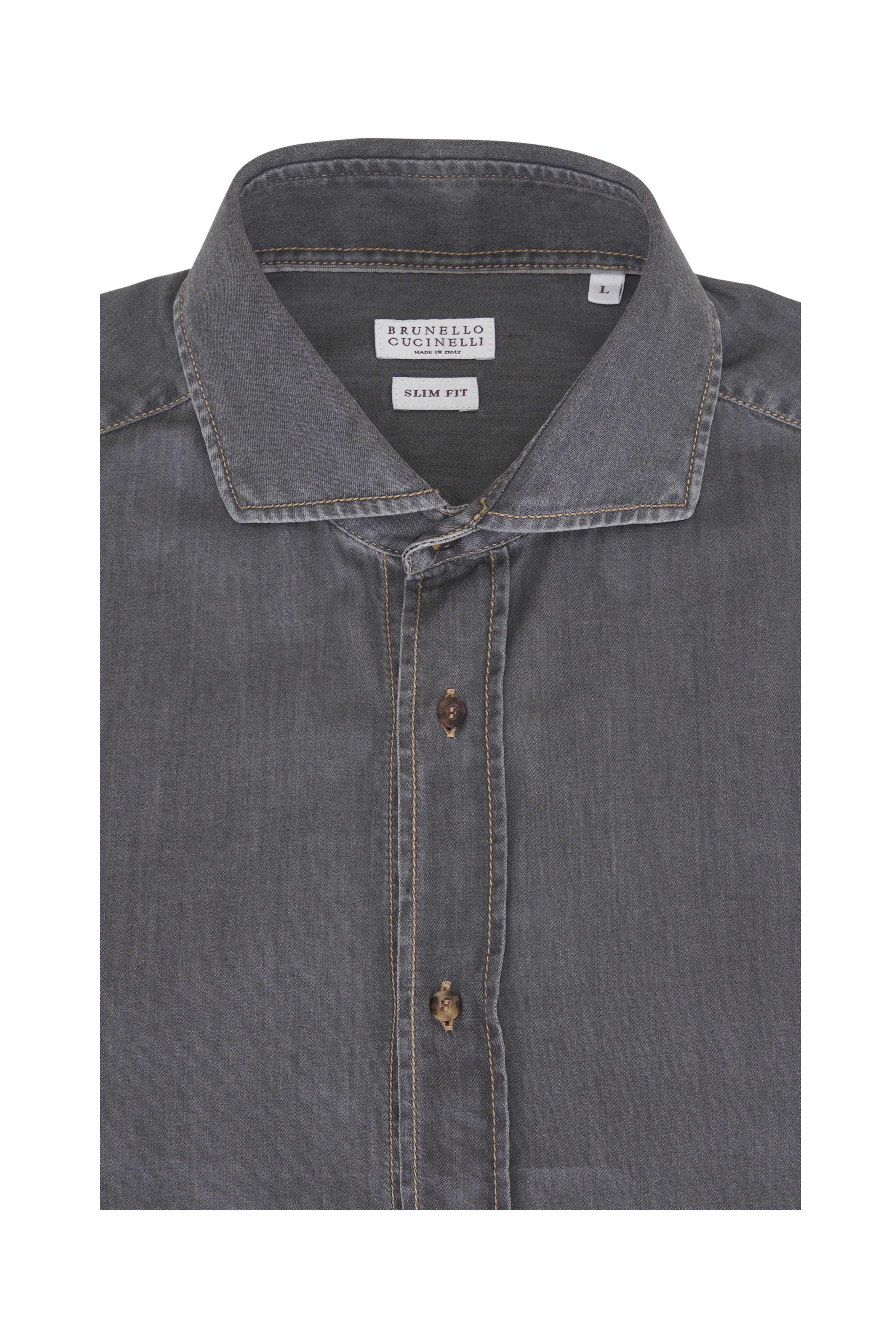 Brunello Cucinelli - Charcoal Grey Denim Sport Shirt