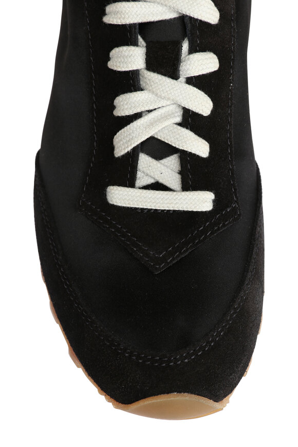Le Monde Béryl Slim Black Satin Running Sneaker - view 5