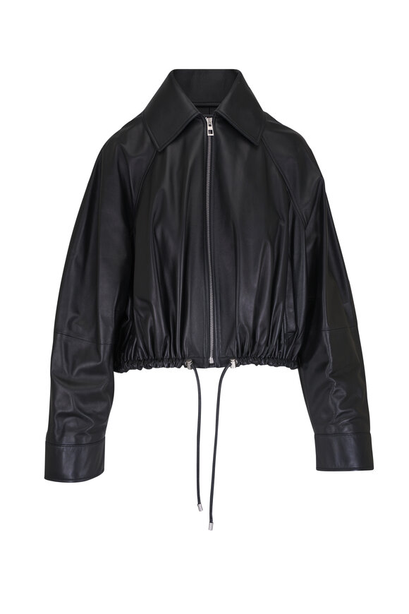 Loewe Black Balloon Leather Drawstring Jacket