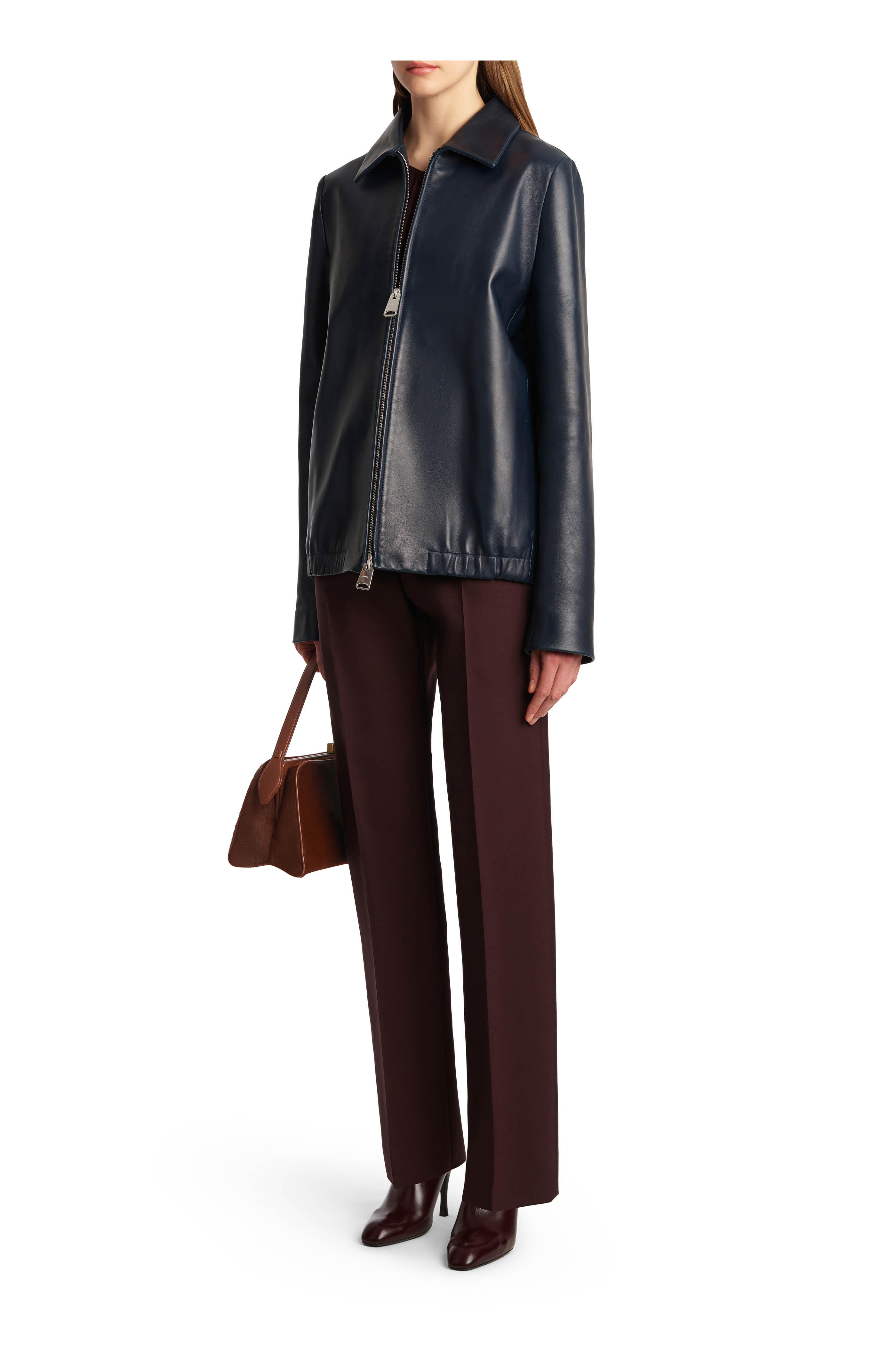 Khaite - Jackson Navy Blue Leather Jacket