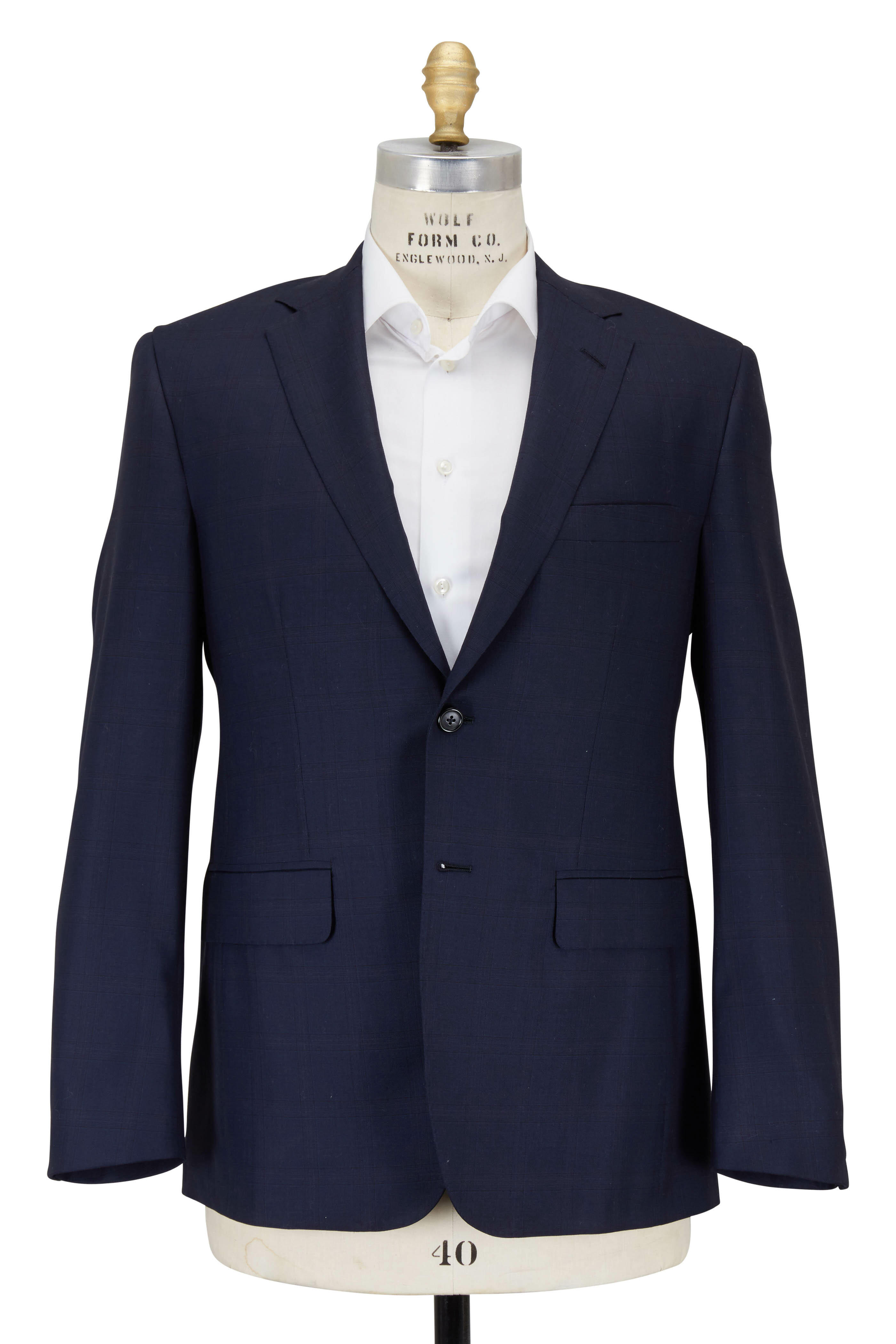 Oxxford Clothes - Navy Blue Windowpane Wool Suit